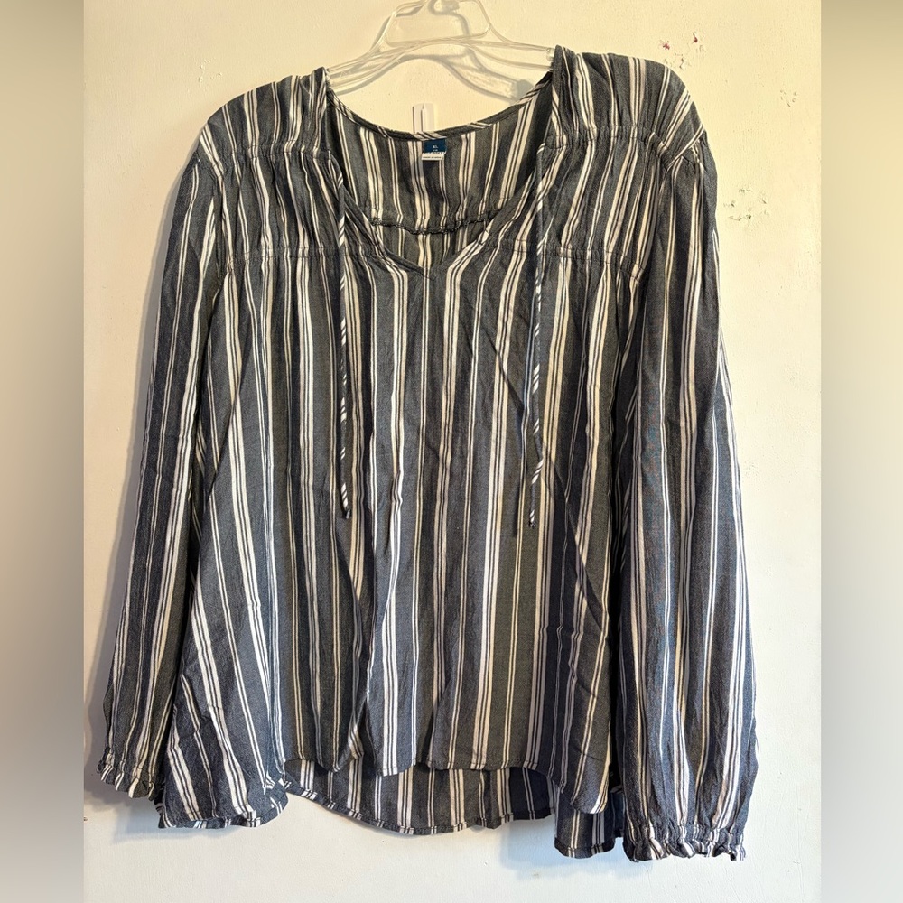 Old Navy Blue and White Striped Blouse